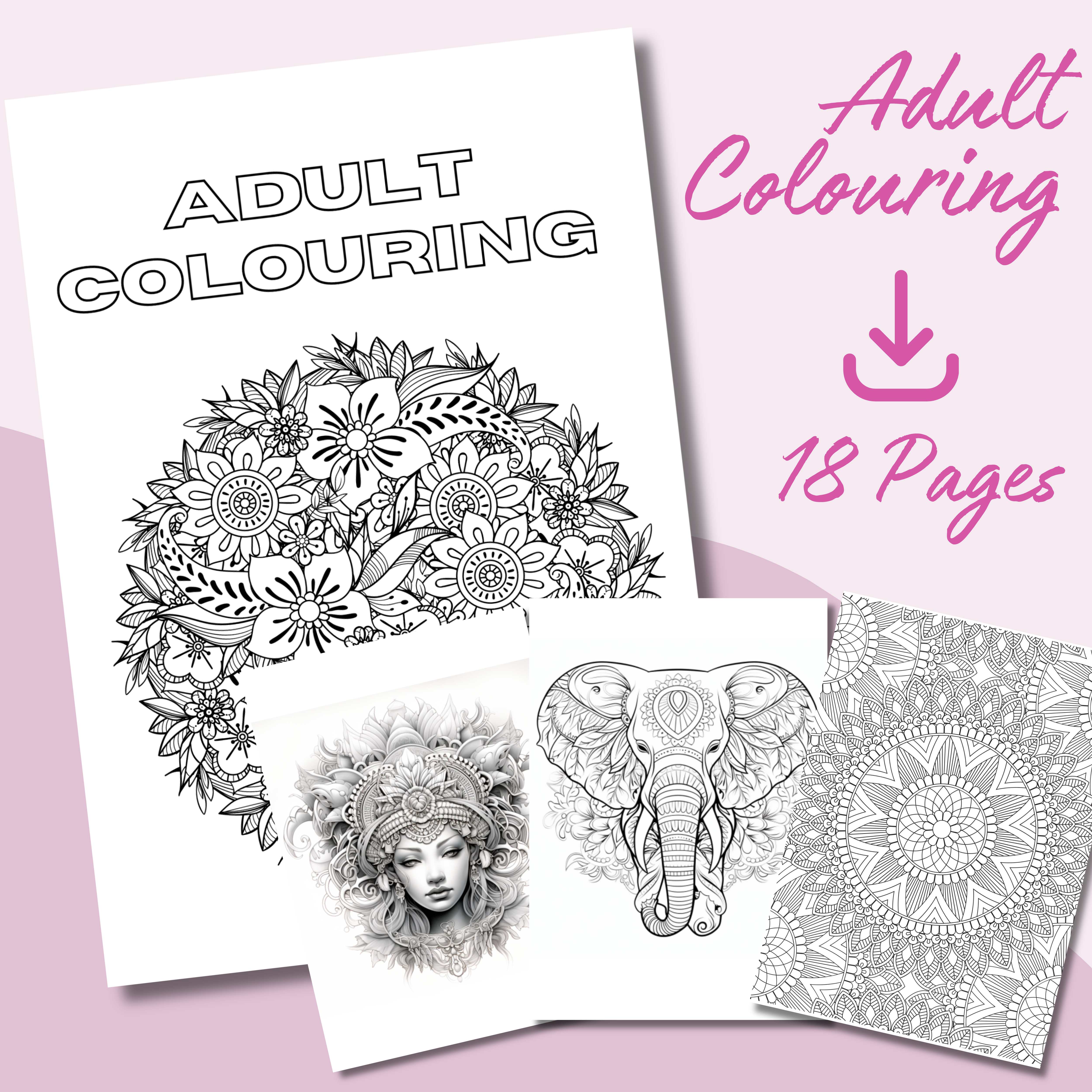 front page of adults mandala colouring prints