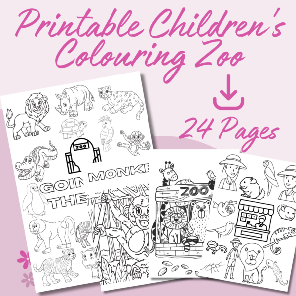 front page of children's colouring zoo pages