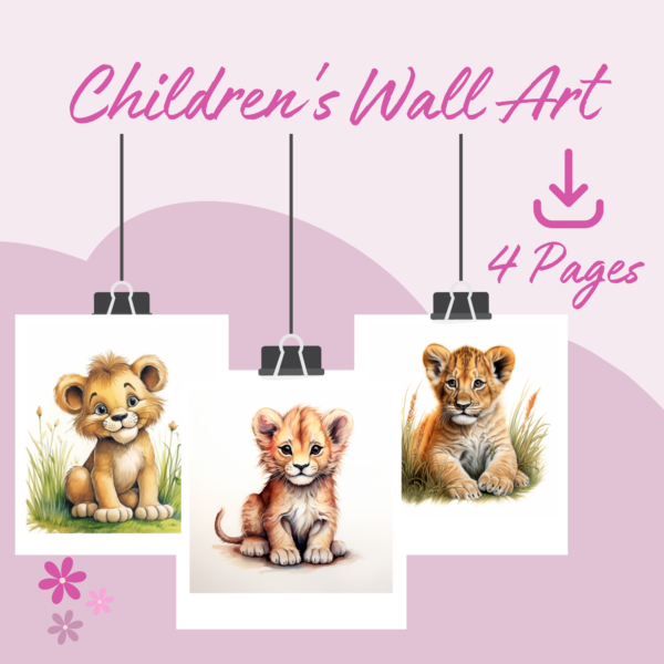 picture of three lions for children's nursery printable download