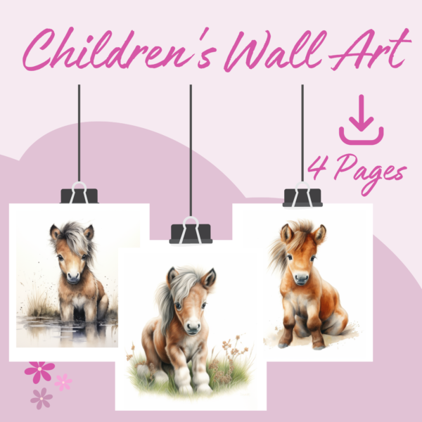 picture of three horse for a children's wall art print to download