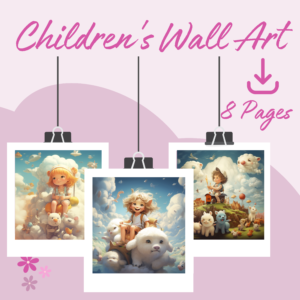 A set of three pictures for children's wall art, cloudy children's prints